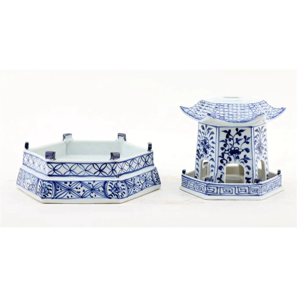 Four Tier Blue and White Porcelain Pagoda Statue - Decorative Objects - The Well Appointed House