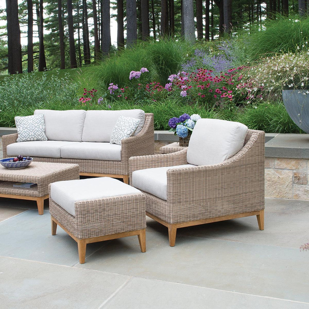 Frances Outdoor Wicker Ottoman - Outdoor Ottomans - The Well Appointed House