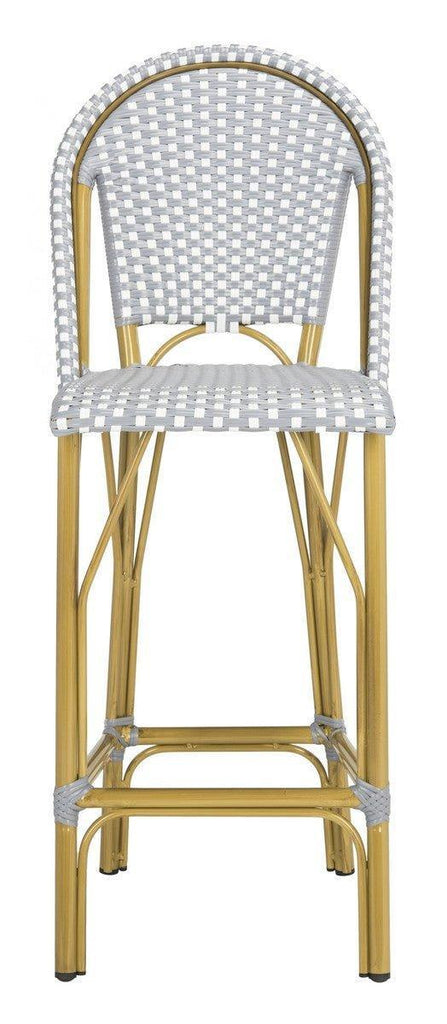 French Bistro Outdoor Bar Stool in Grey and White - Outdoor Bar & Counter Stools - The Well Appointed House