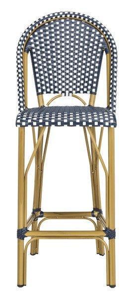 French Bistro Outdoor Bar Stool in Navy and White - Outdoor Bar & Counter Stools - The Well Appointed House