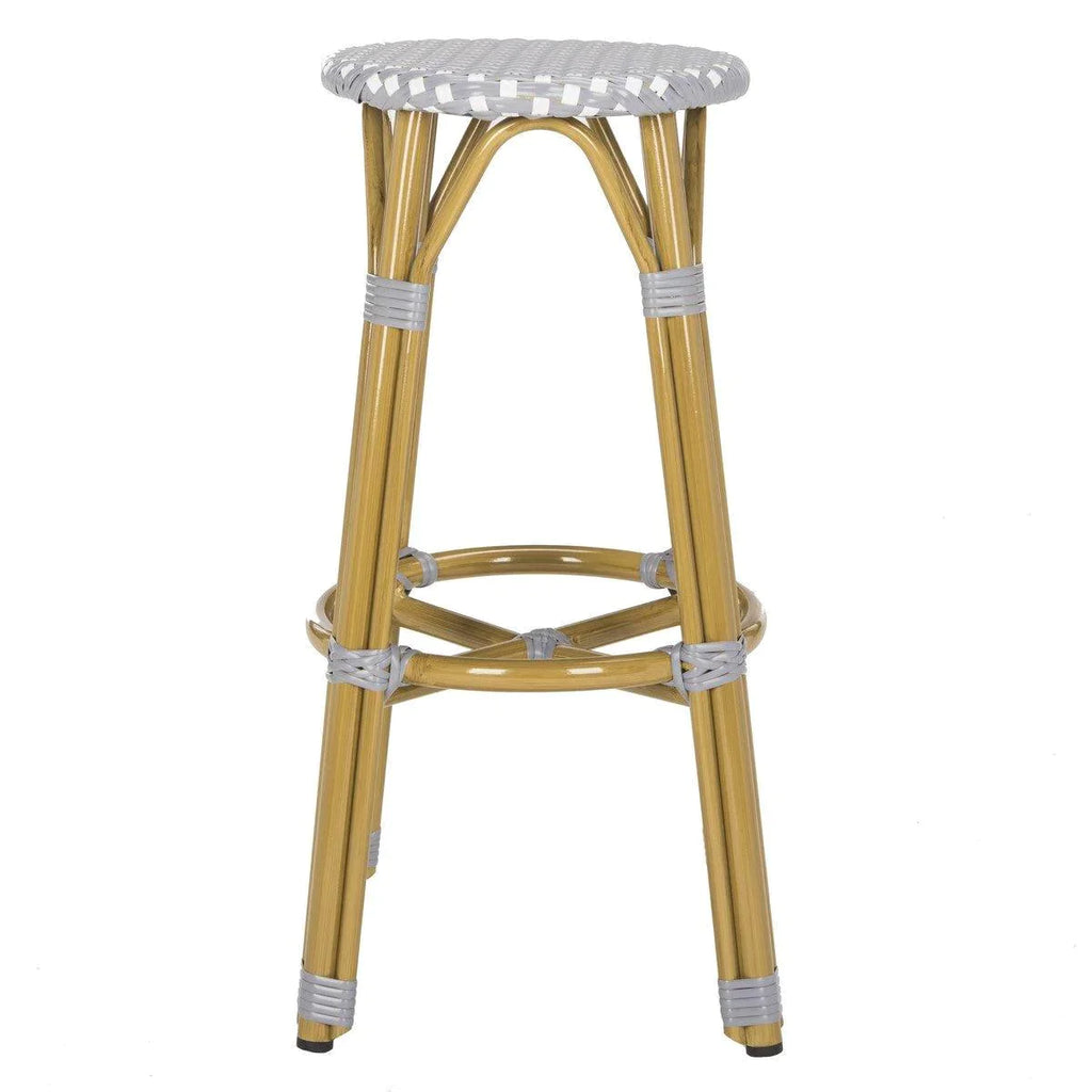 French Bistro Style Outdoor Counter Stool in Grey and White - Outdoor Bar & Counter Stools - The Well Appointed House