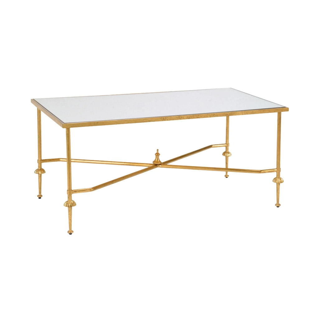 French Gold Cocktail Table With Glass Top - Side & Accent Tables - The Well Appointed House