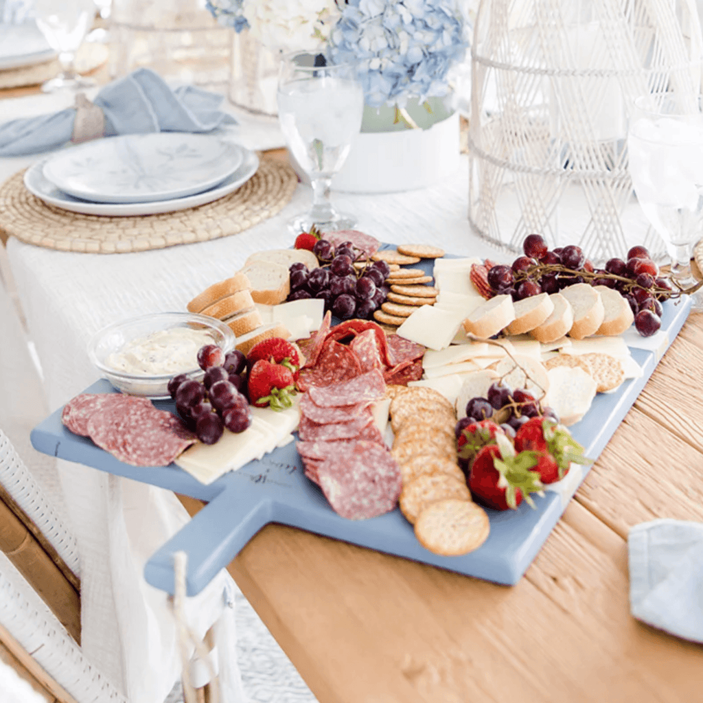 French Rectangle Mod Charcuterie Cutting Board in Blue and White - Cutting & Cheese Boards - The Well Appointed House