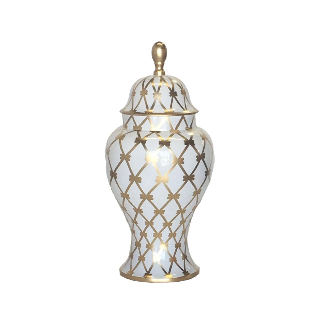 French Twist in Gold Medium Ginger Jar - Vases & Jars - The Well Appointed House