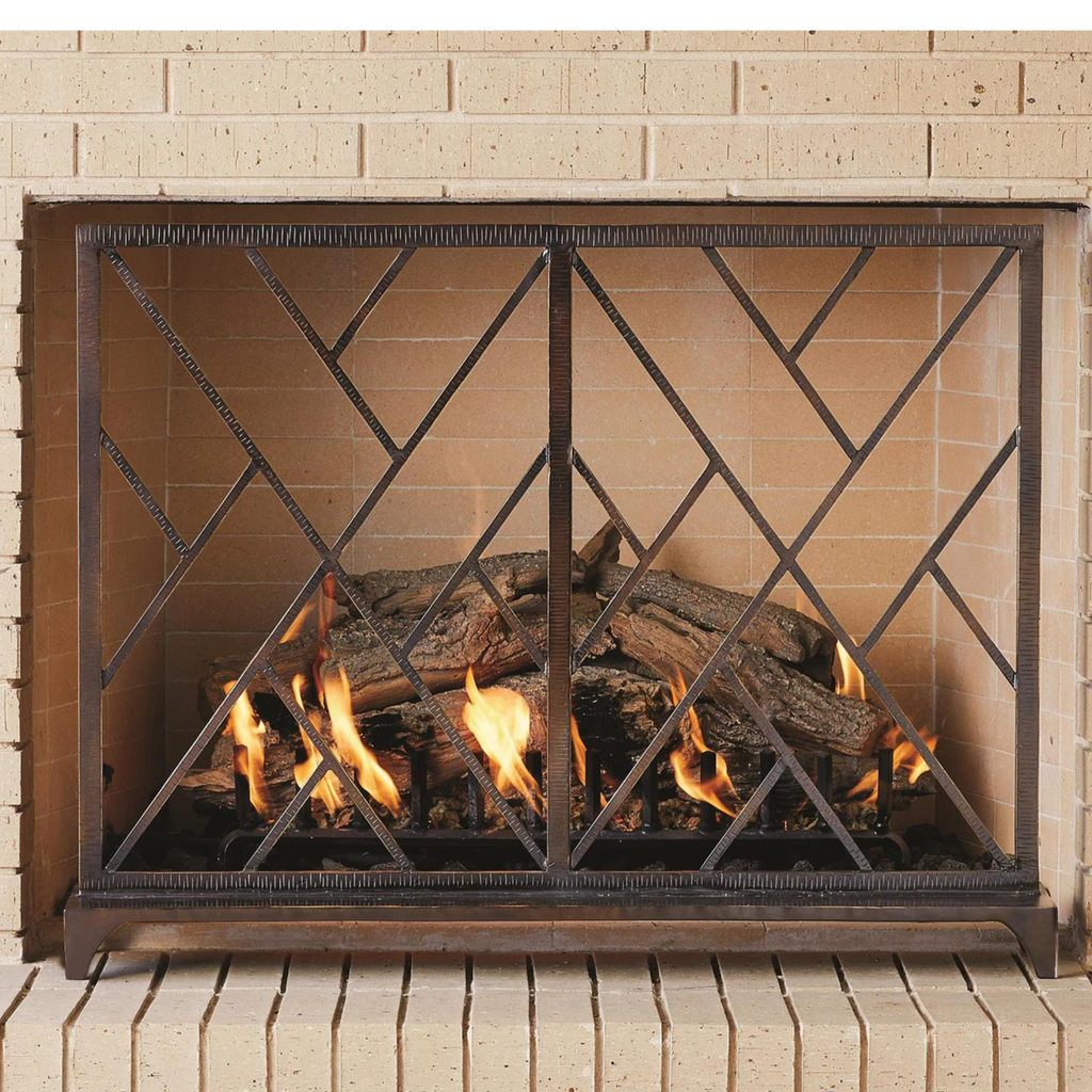 Fretwork Design Fireplace Screen In Bronze - The Well Appointed House 
