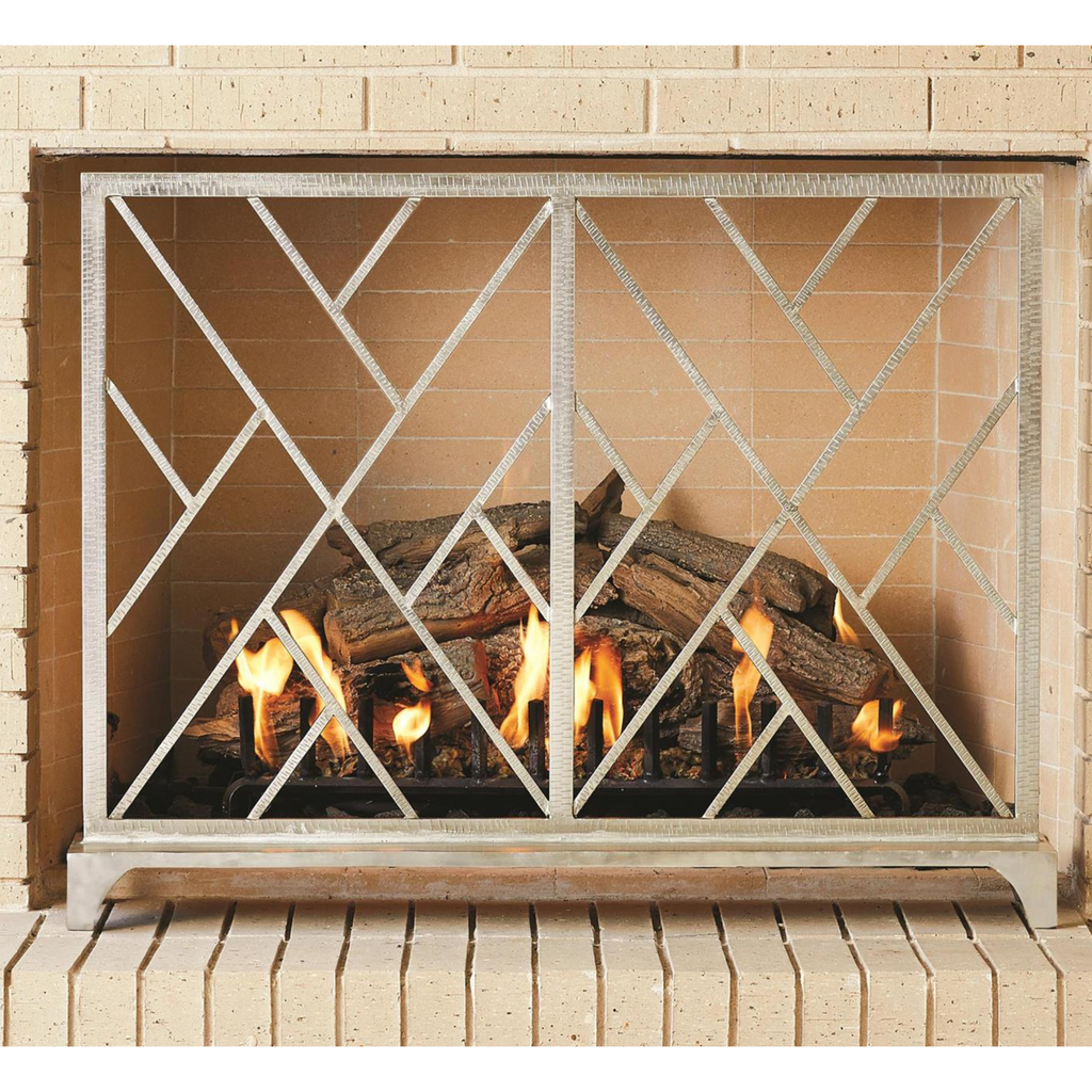 Fretwork Design Fireplace Screen In Nickel - The Well Appointed House 