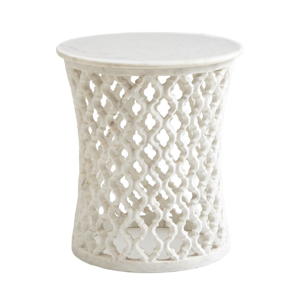 Fretwork Design Marble Side Table - The Well Appointed House 