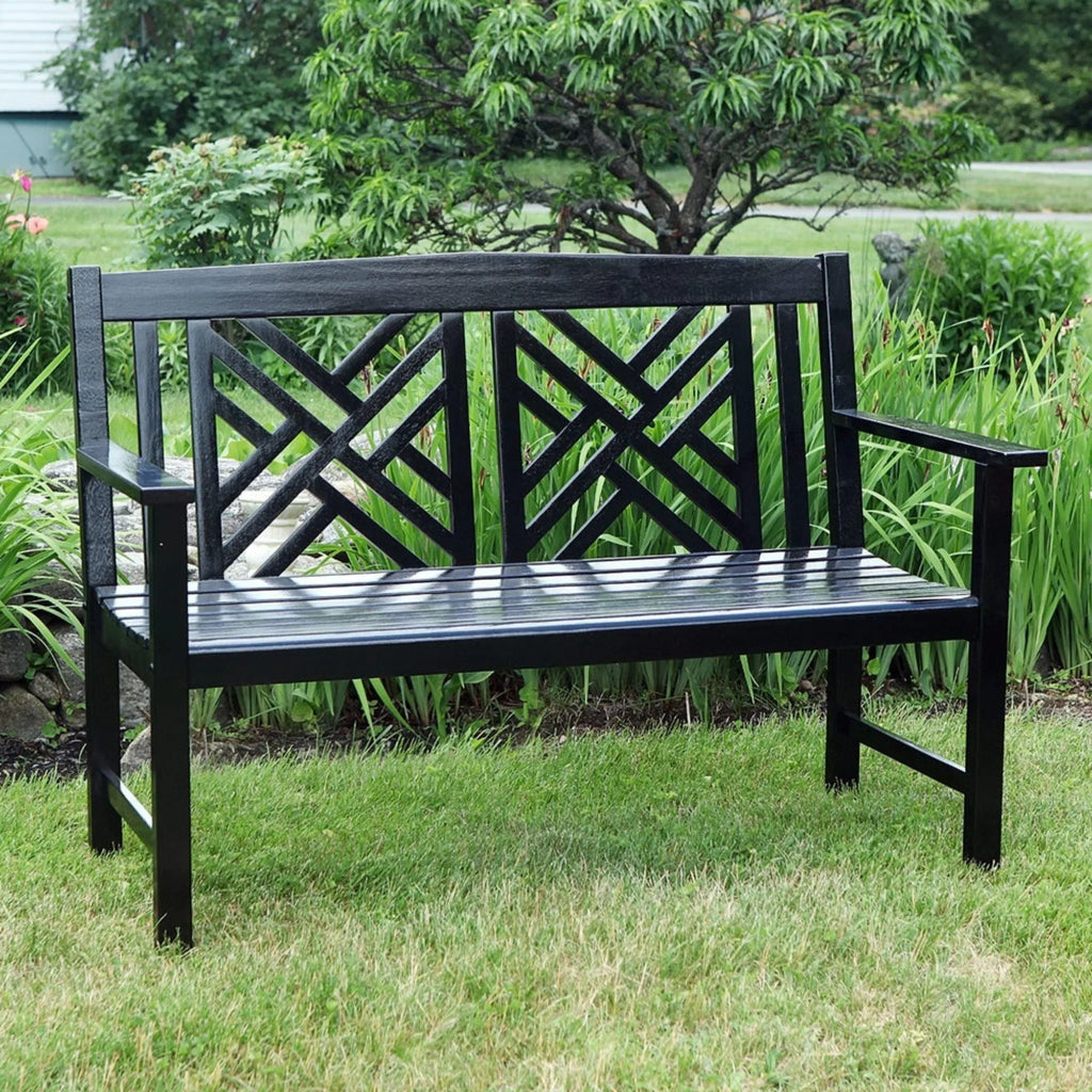 Fretwork Outdoor Wooden Bench - Garden Stools & Benches - The Well Appointed House