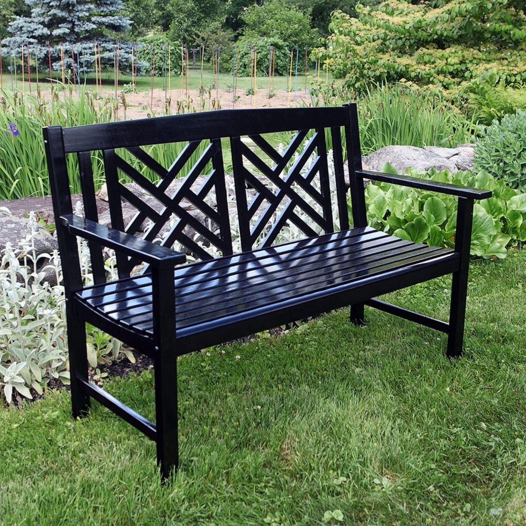 Fretwork Outdoor Wooden Bench - Garden Stools & Benches - The Well Appointed House