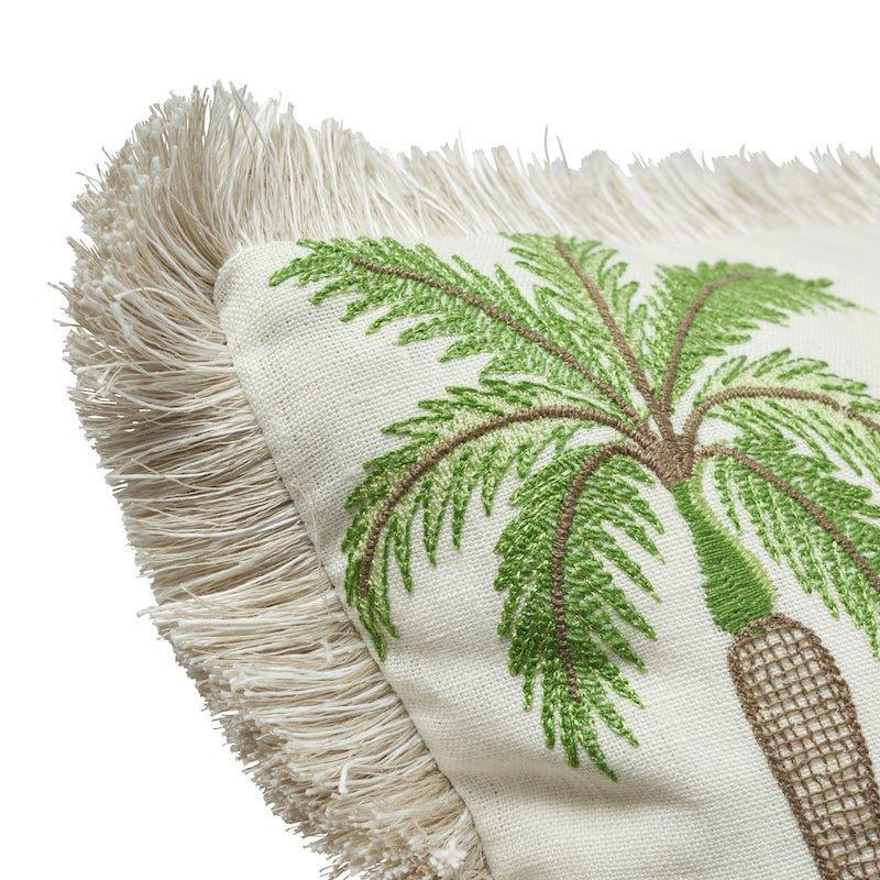 Fringed Embroidered Palmetto Beach Throw Pillow - Pillows - The Well Appointed House