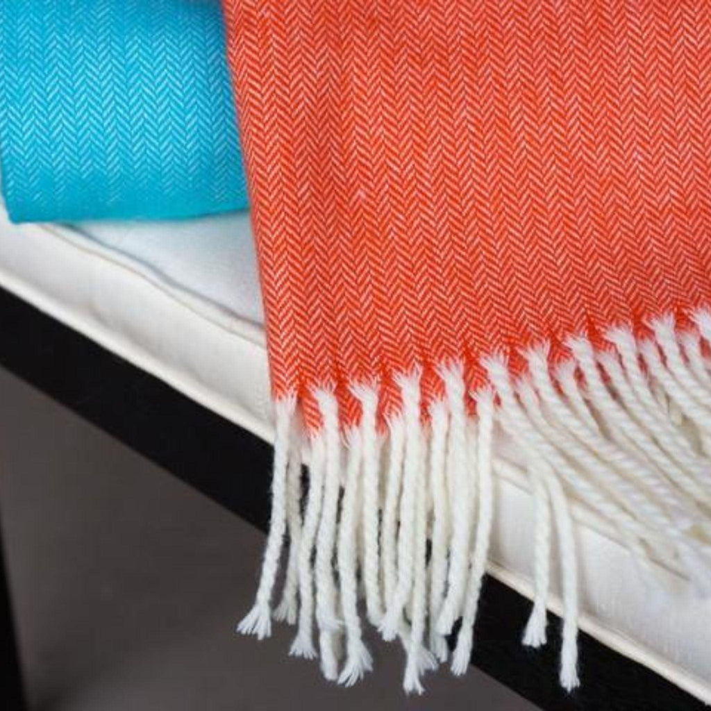 Fringed Herringbone Throw - Throw Blankets - The Well Appointed House