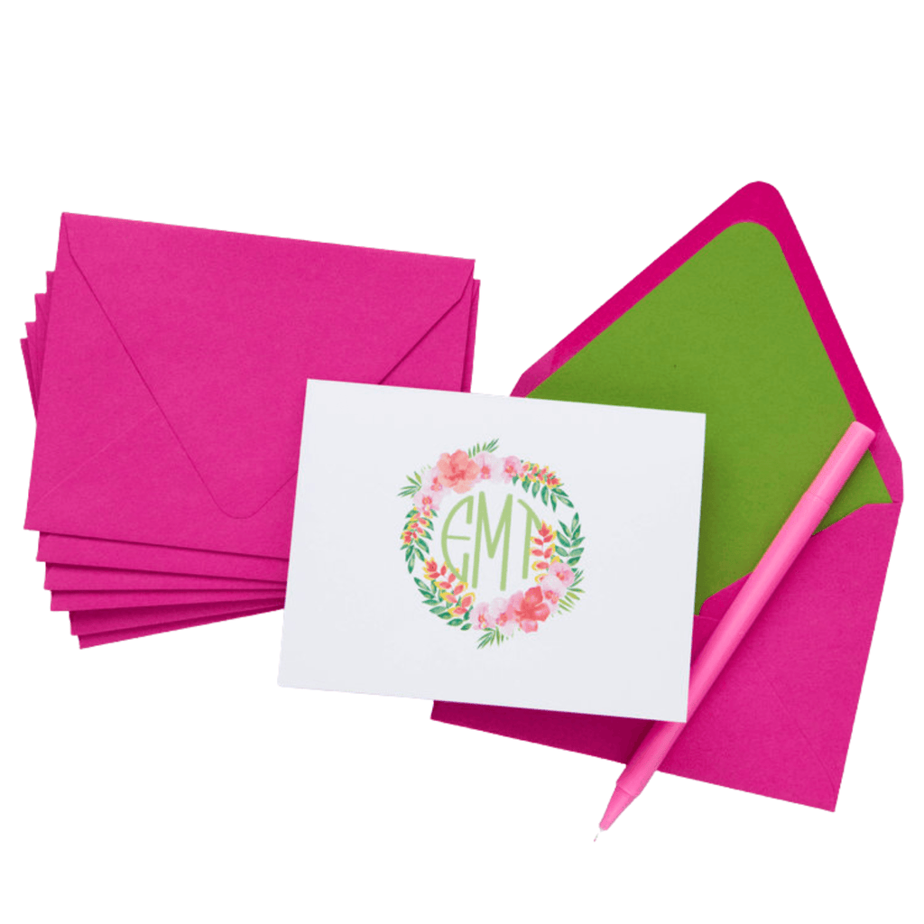 Fuchsia Flowers Personalized Folded Notes - D3 - CR33 - Stationery - The Well Appointed House