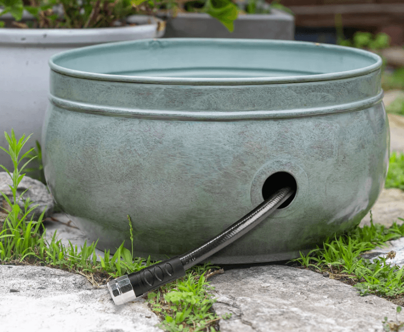 Garden Hose Pot in Blue Verde Brass - Fountains, Bird Houses & Mailboxes - The Well Appointed House