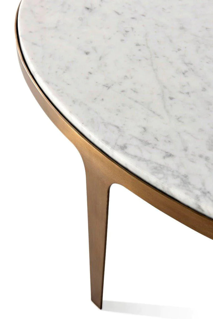 Gennaro Oval Bianco Carrara Marble Inset and Brushed Brass Finish Cocktail Table - Coffee Tables - The Well Appointed House