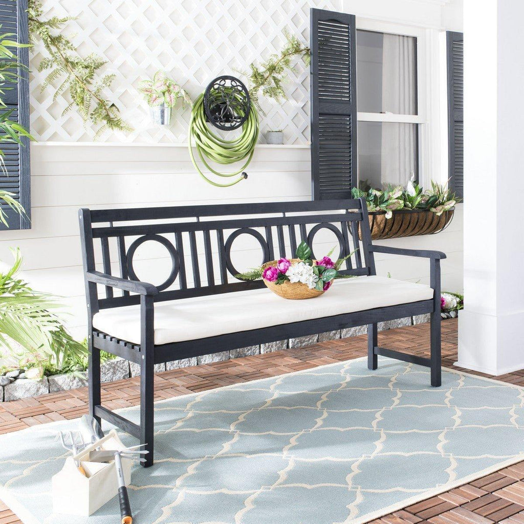 Geometric 3 Seat Garden Bench in Dark Slate Grey - Garden Stools & Benches - The Well Appointed House