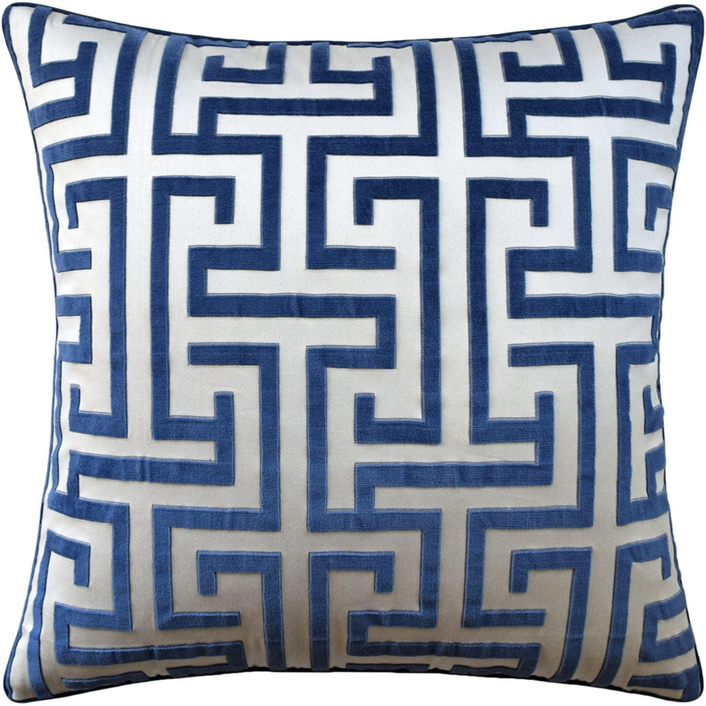 Geometric Velvet Navy Decorative Square Cotton Pillow - Pillows - The Well Appointed House