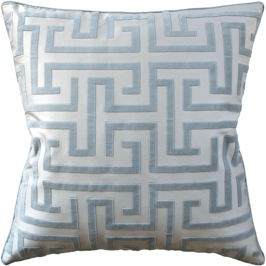 Geometric Velvet Robins Egg Decorative Cotton Pillow - Pillows - The Well Appointed House