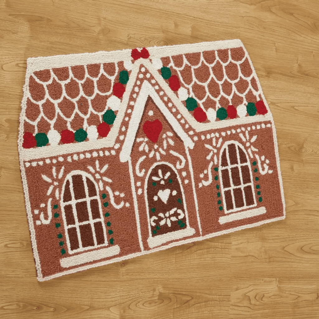 Gingerbread House Latch Hook Christmas Accent Rug - Christmas Decor - The Well Appointed House