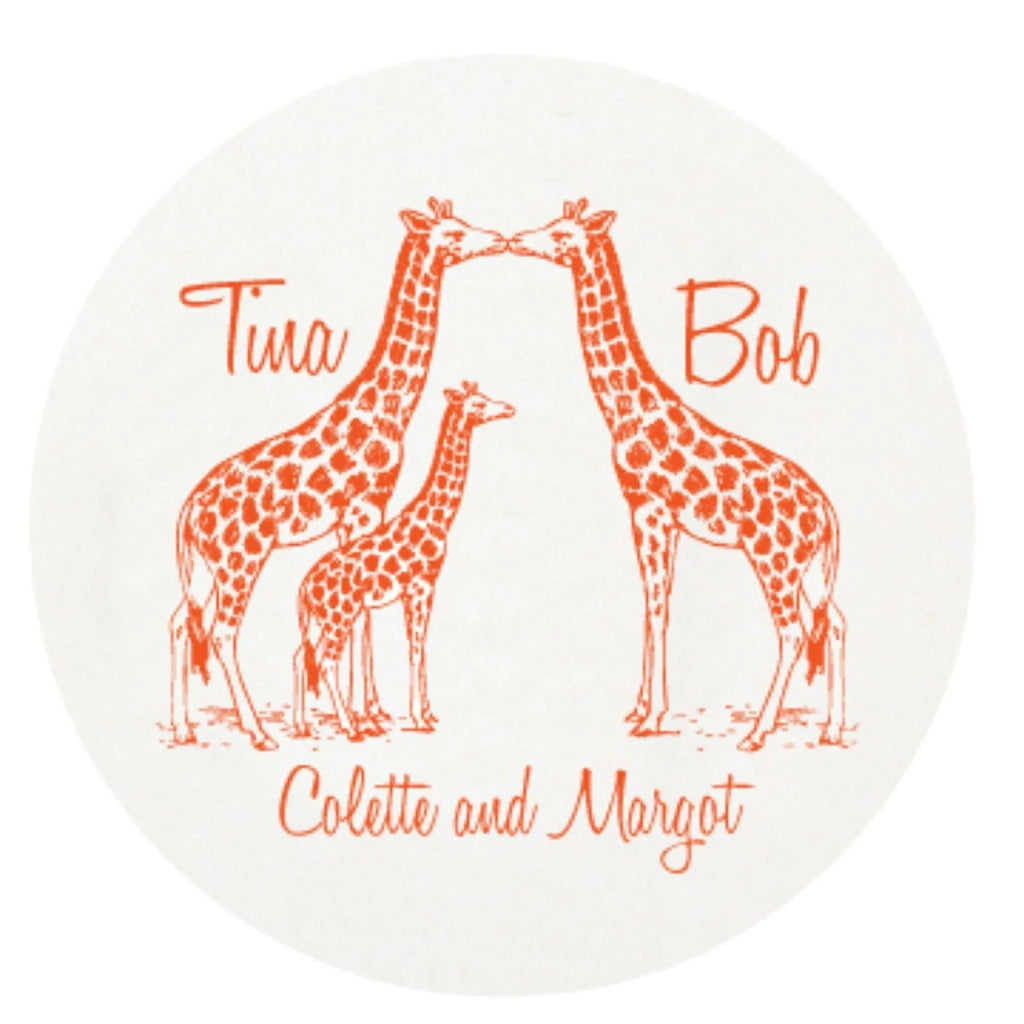 Giraffe Family Personalized Letterpressed Coasters - Bar Tools & Accessories - The Well Appointed House