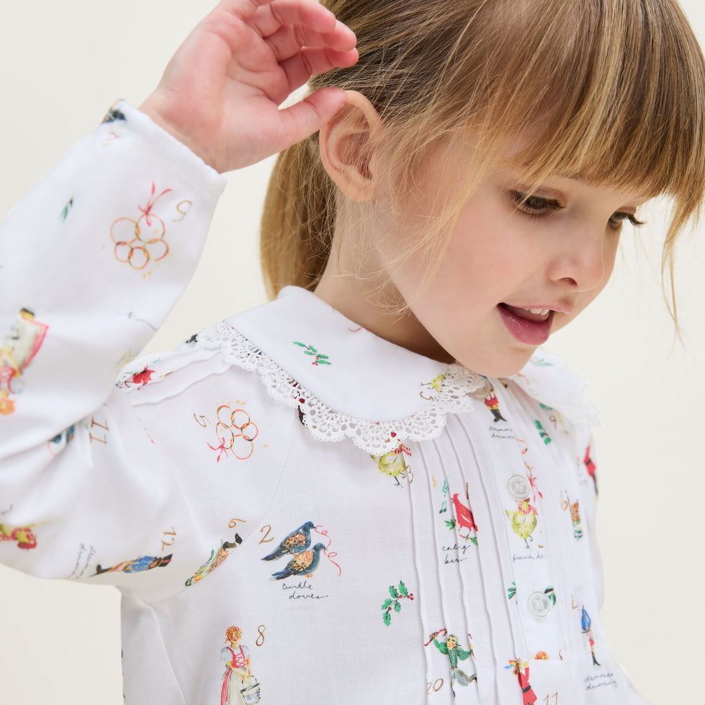 Girl's Twill Lola Nightgown in 12 Days of Christmas - The Well Appointed House 