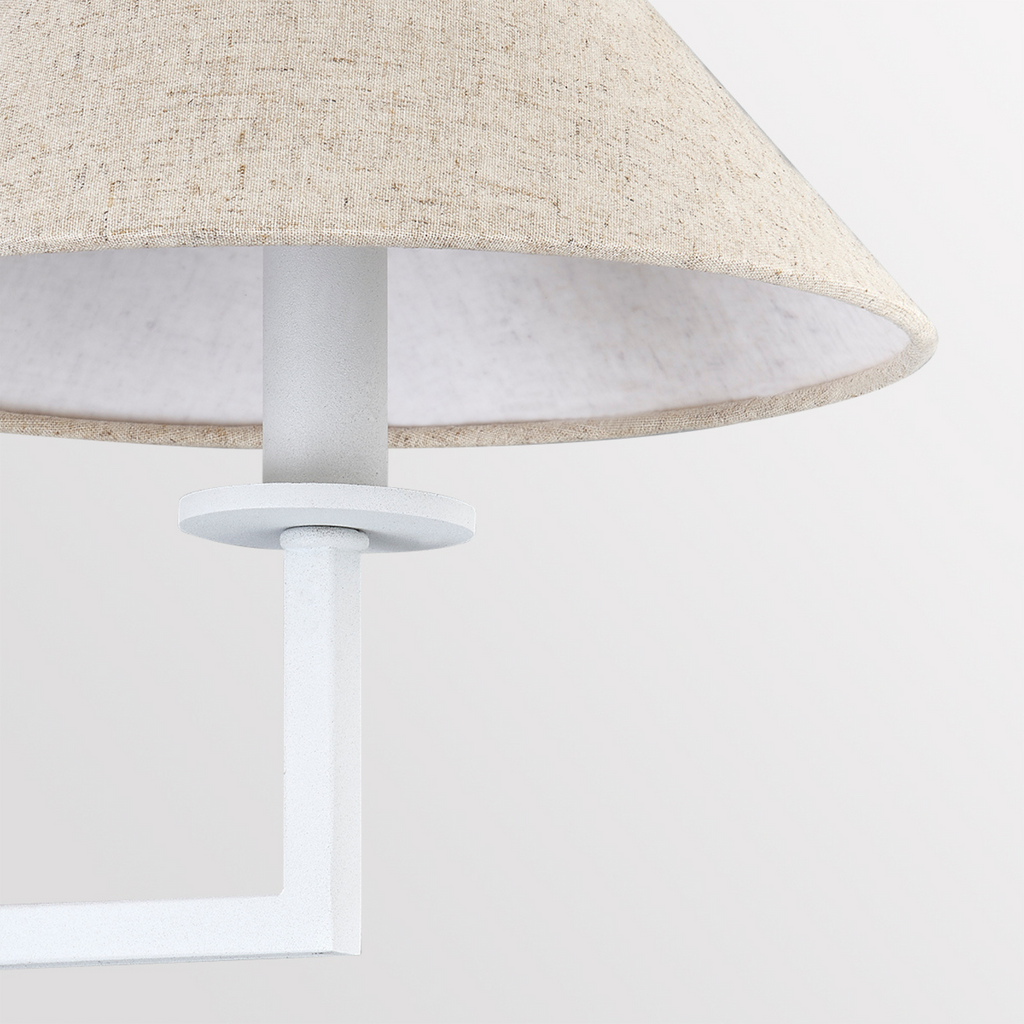 Gladwyne Textured White Six Lamp Chandelier With Natural Shades - The Well Appointed House