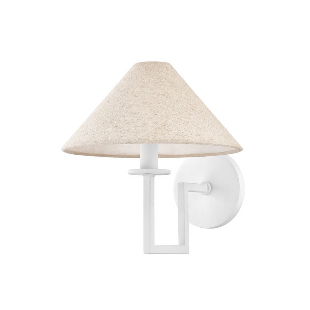 Gladwyne Textured White  Wall Sconce With Natural Shade - The Well Appointed House