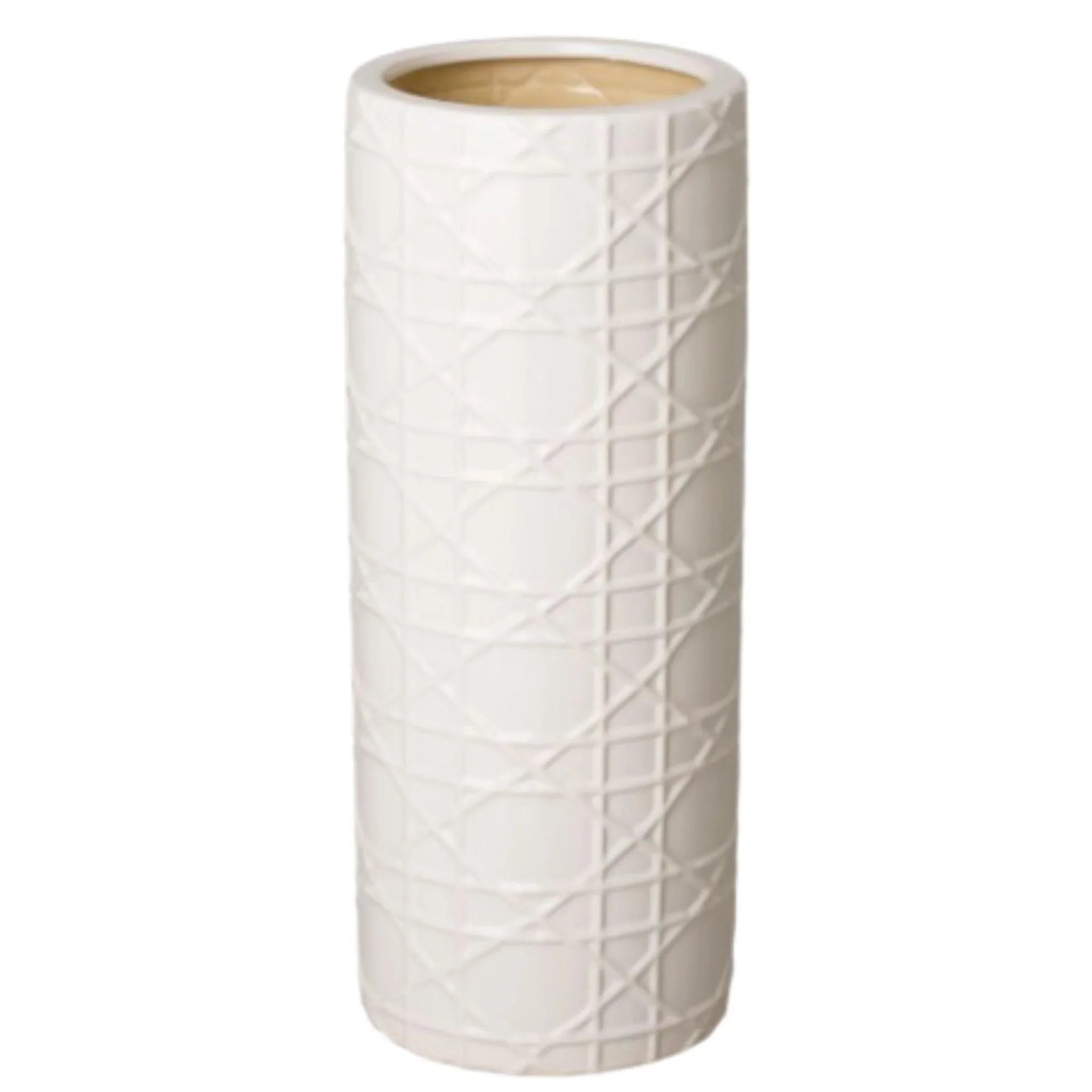 Emissary Cane, White Ceramic Umbrella Stand