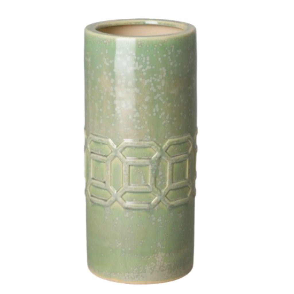 Glossy Speckled Green Glazed Ceramic Umbrella Stand - Umbrella Stands - The Well Appointed House