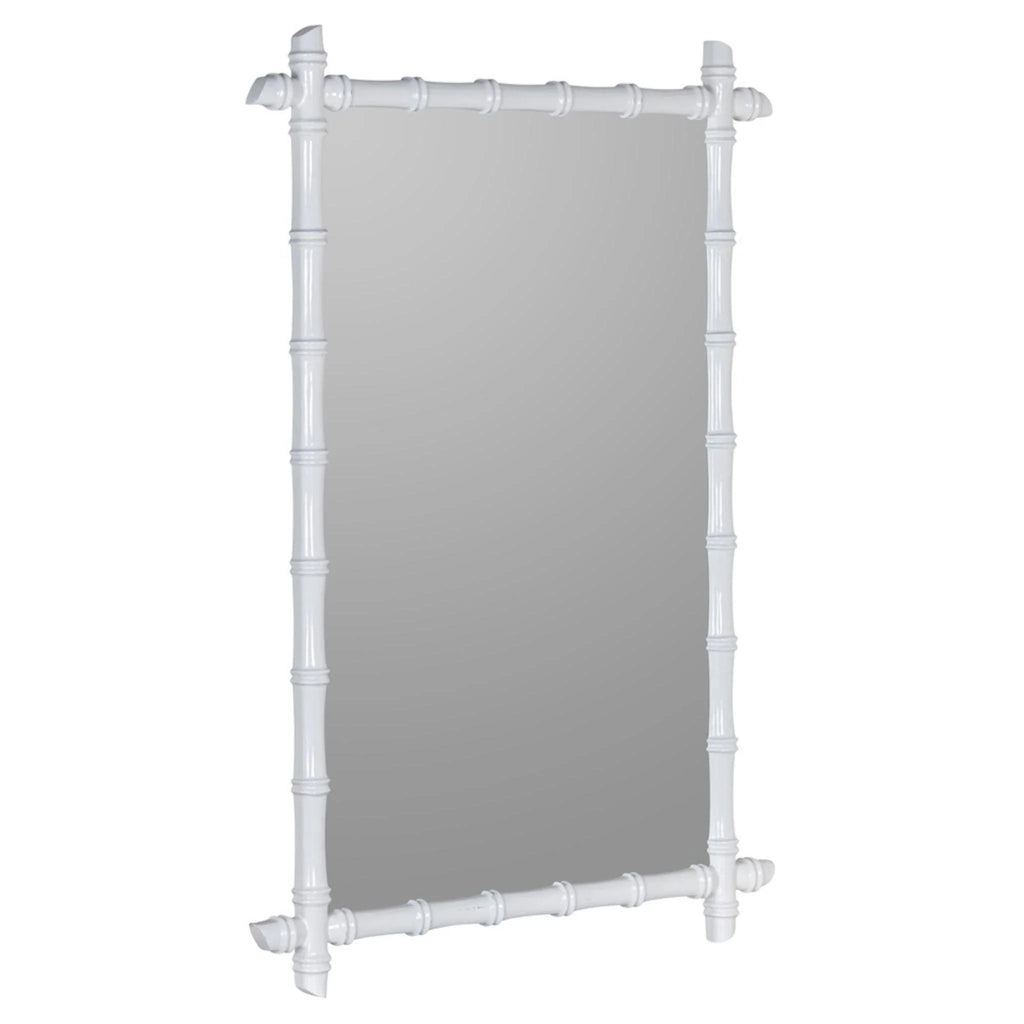 Glossy White Bamboo Inspired Framed Mirror - Wall Mirrors - The Well Appointed House