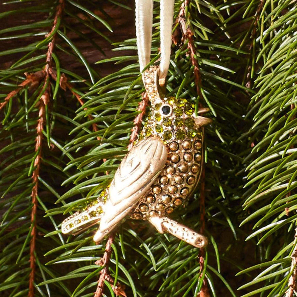 Gold and Green Robin Hanging Ornament - Christmas Ornaments - The Well Appointed House