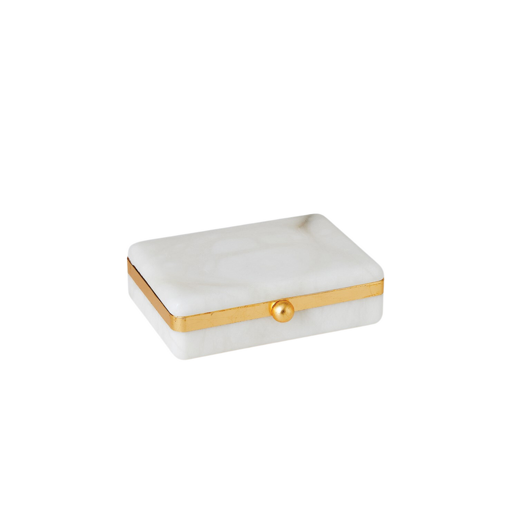 Gold Band Alabaster Decorative Box - Available in 3 Sizes  - The Well Appointed House 