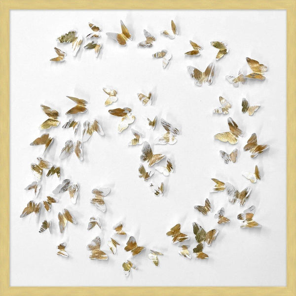 Art Remedy Butterfly Golden Goddess Gold Fashion Wall Art  Chanel Coco Mademoiselle butterfly gold framed wall art display picture 1