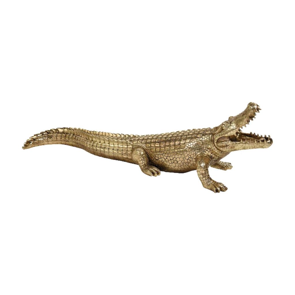 Gold Crocodile Sculpture - Library Decor - The Well Appointed House
