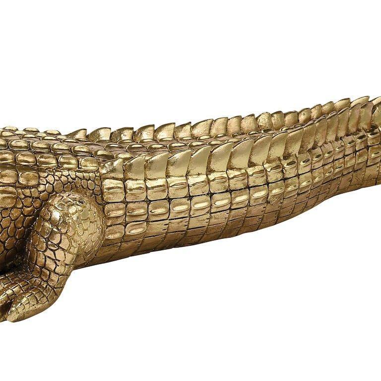 Gold Crocodile Sculpture - Library Decor - The Well Appointed House