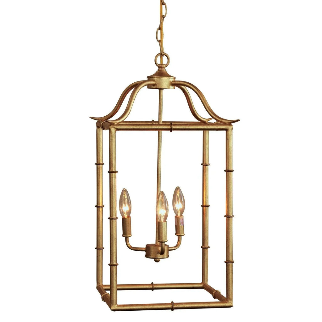 Gold Pendant Three Light Hanging Lantern - Chandeliers & Pendants - The Well Appointed House