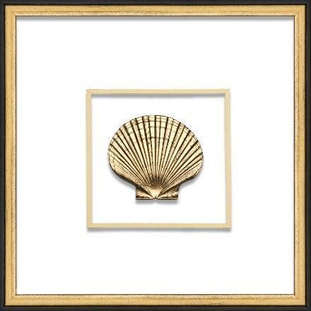 Gold Scallop Shell Coastal Beach Nautical Wall Art in Black & Gold Frame - Framed Objects, Maps & Posters - The Well Appointed House