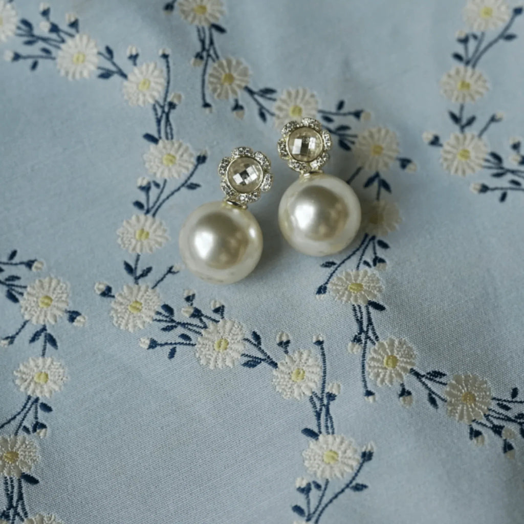Golden Flower Pearl Drop Earrings - Gifts for Her - The Well Appointed House