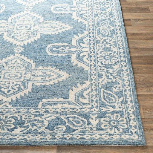 Granada Pale Blue Hand Tufted Floral Design Wool Rug, Available in a Variety of Sizes - Rugs - The Well Appointed House