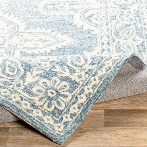 Small Blue Wool Rug Granada Pale Blue Hand Tufted Floral Design Wool Rug – The Well ...
