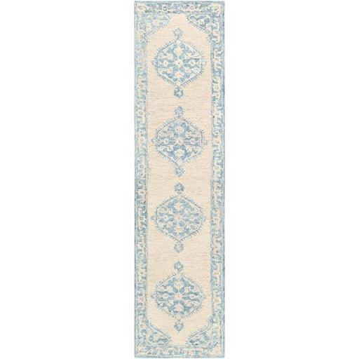 Granada Sky Blue and Beige Floral Pattern Area Rug - Available in a Variety of Sizes - Rugs - The Well Appointed House