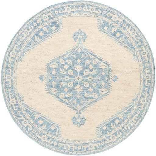 Granada Sky Blue and Beige Floral Pattern Area Rug - Available in a Variety of Sizes - Rugs - The Well Appointed House