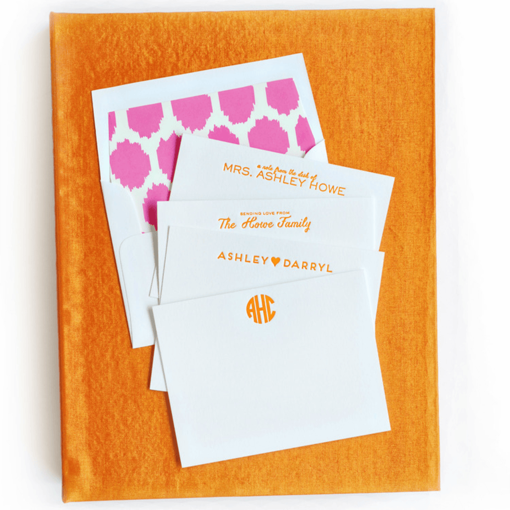 Grand Orange Silk & Hot Pink Letterpress Stationery Box Set- G5 - Stationery - The Well Appointed House