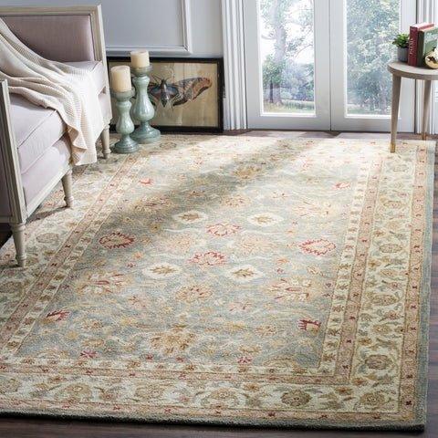 Gray Blue & Beige Hand Tufted Floral Area Rug - Rugs - The Well Appointed House