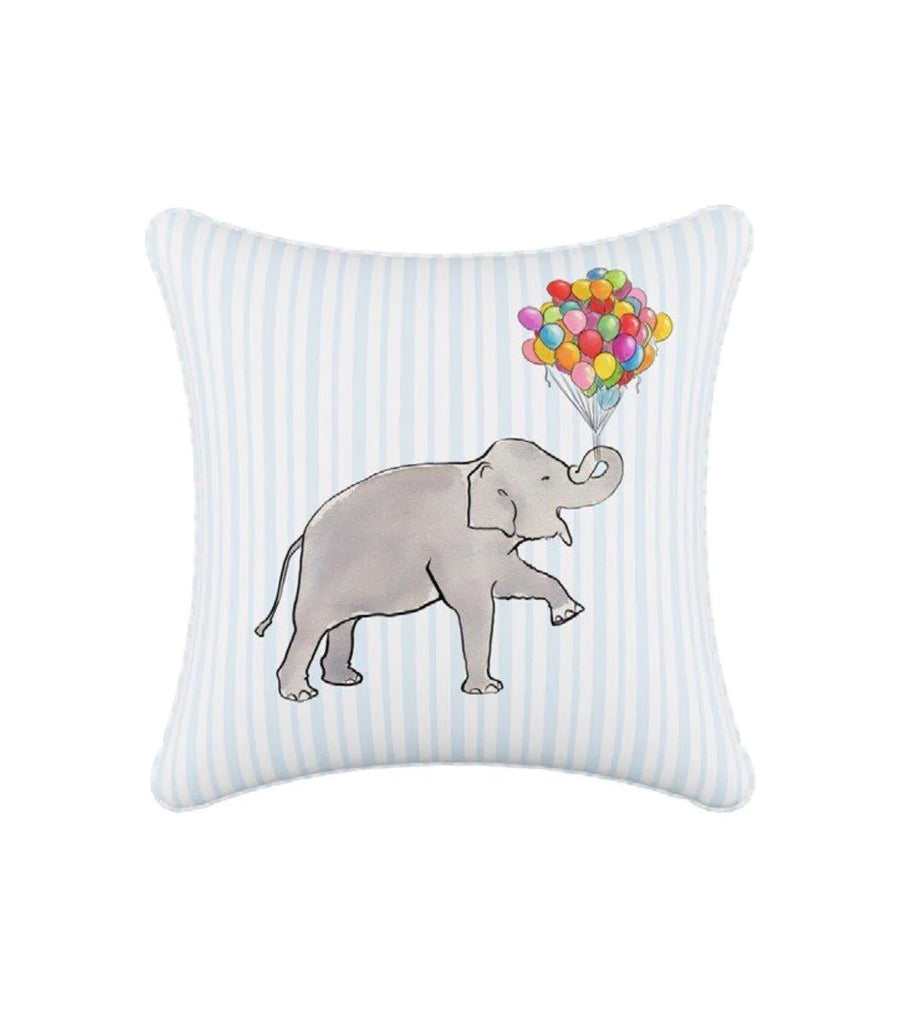 Gray Malin For Cloth & Co. Elephant Stripe Blue Throw Pillow - Little Loves Pillows - The Well Appointed House
