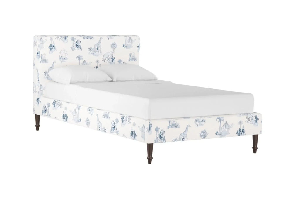 Gray Malin for Cloth & Company Toile Blue Kids Platform Bed - Little Loves Beds & Headboards - The Well Appointed House