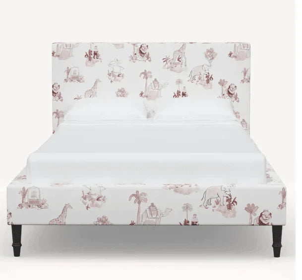 Gray Malin for Cloth & Company Toile Pink Kids Platform Bed - Little Loves Beds & Headboards - The Well Appointed House