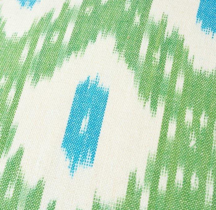 Green & Blue Ikat 18" Cotton Throw Pillow - Pillows - The Well Appointed House