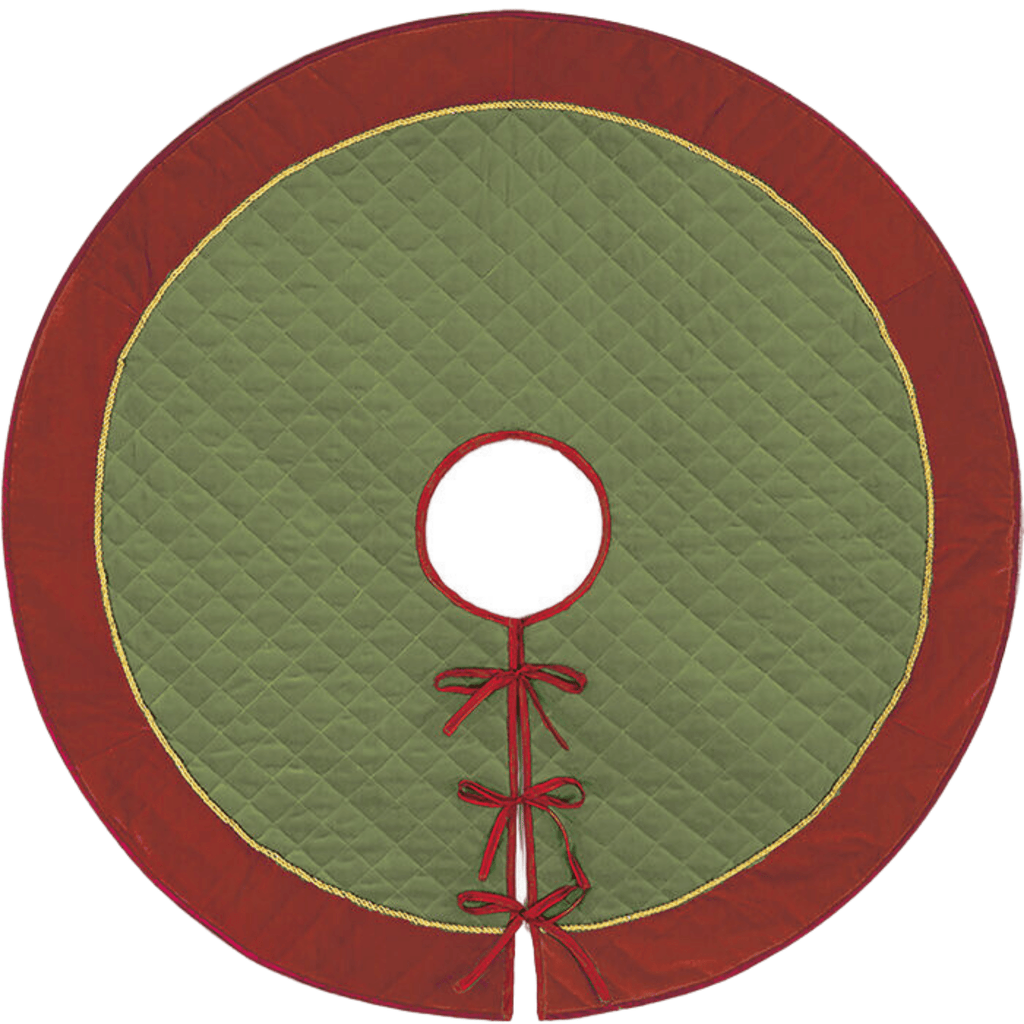 Green & Red With Gold Cord Christmas Tree Skirt - Christmas Tree Skirts & Stands - The Well Appointed House