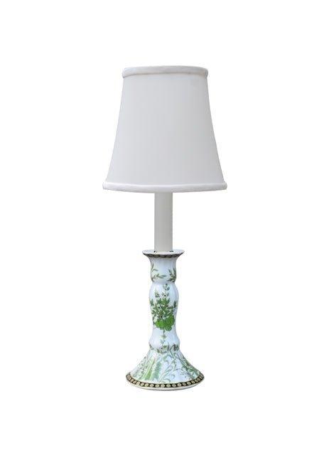 Green and White Floral Porcelain Mini Candle Stand Lamp - Table Lamps - The Well Appointed House