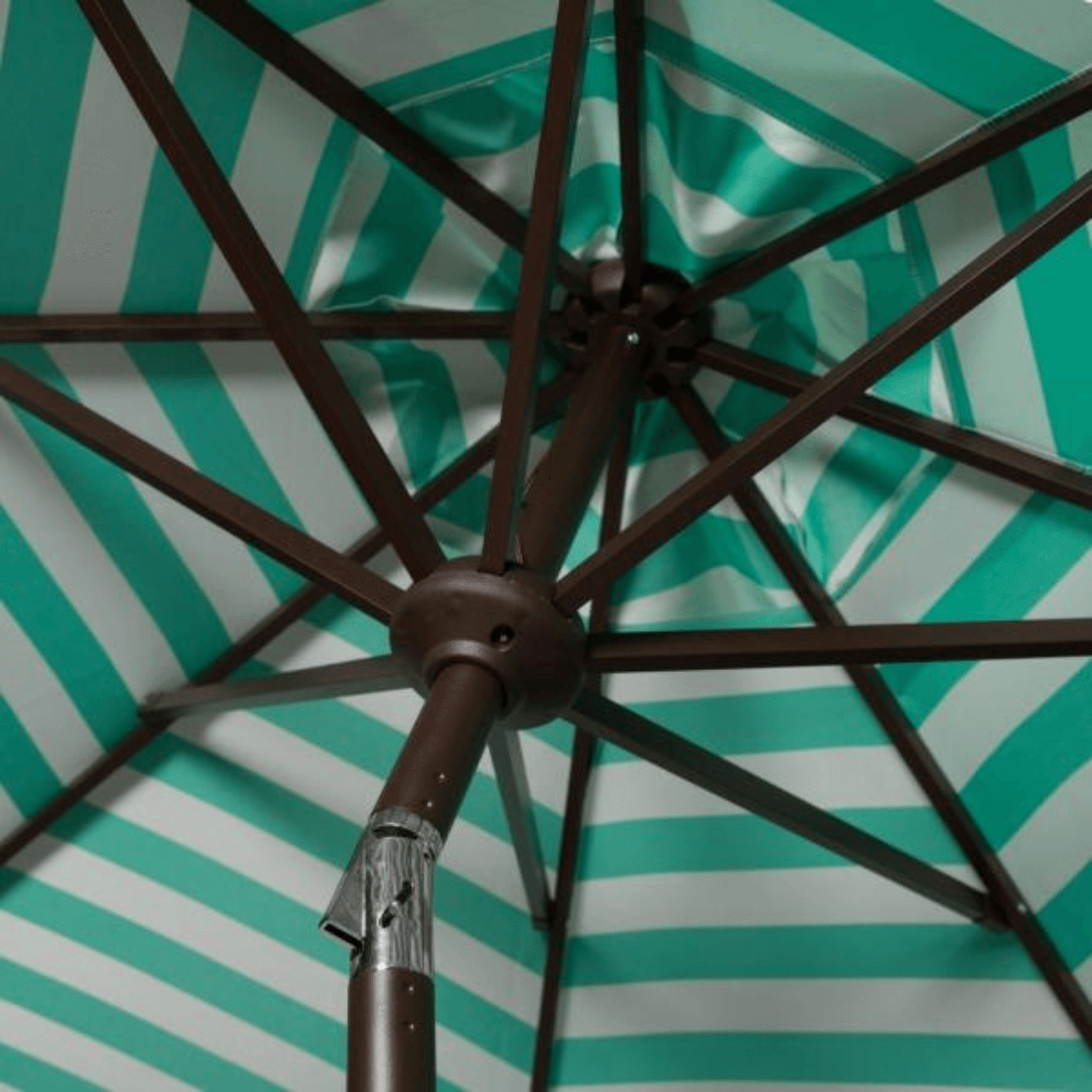 green stripe patio umbrella Safavieh 9 ft. Athens Inside Out Striped Crank Outdoor Auto Tilt Umbrella, Green